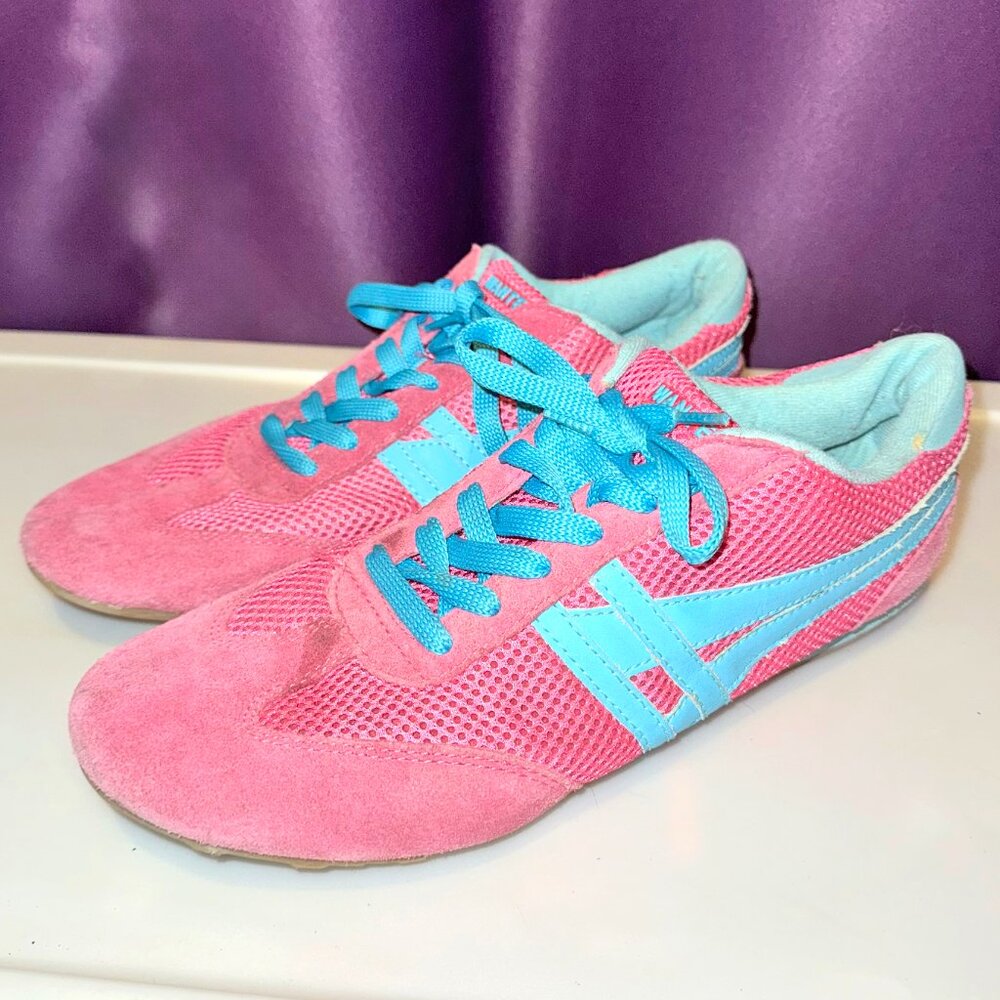 Wanted Hot Pink and Blue Suede Sneakers Size 10